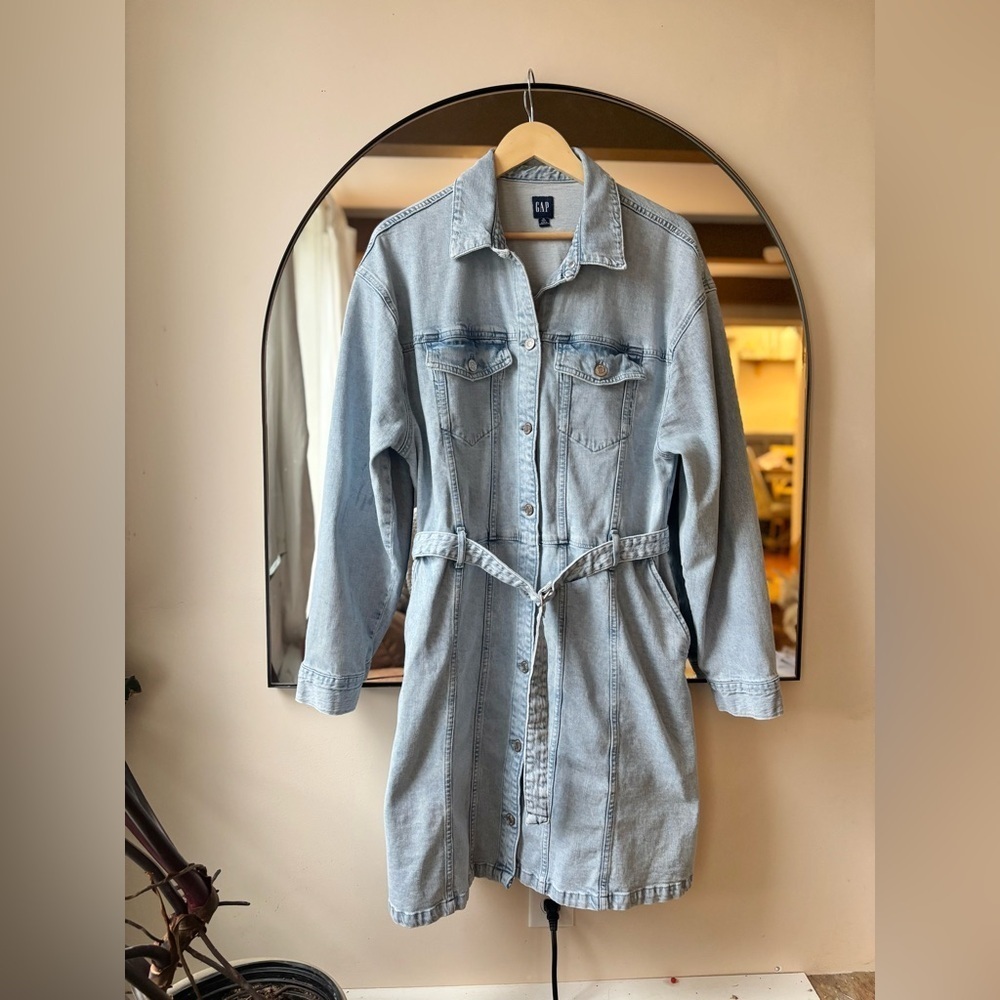 GAP | belted denim mini dress | size XL (tall) - Picture 4 of 6